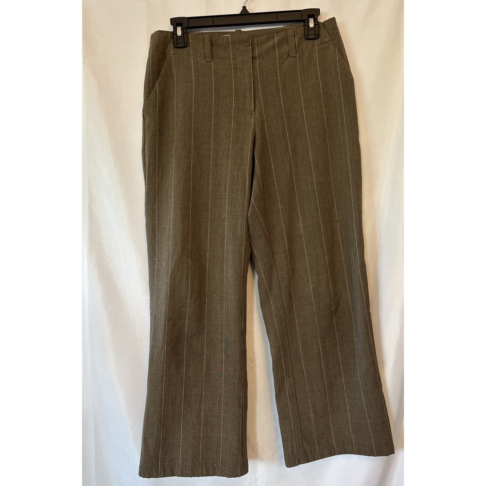 Women's George Cropped Stretch Brown Plaid Pinstripe Dress pants 10